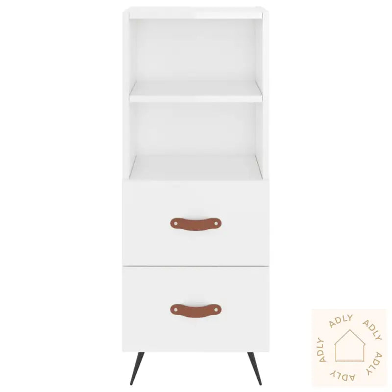 Highboard Høyglans Hvit 34,5X34X180 Cm Konstruert Tre