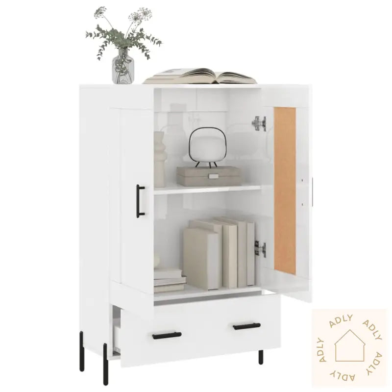 Highboard Høyglans Hvit 69,5X31X115 Cm Konstruert Tre