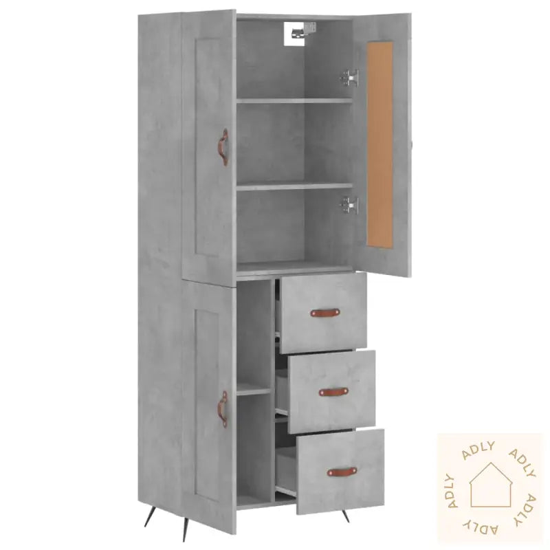 Highboard Betonggrå 69,5X34X180 Cm Konstruert Tre