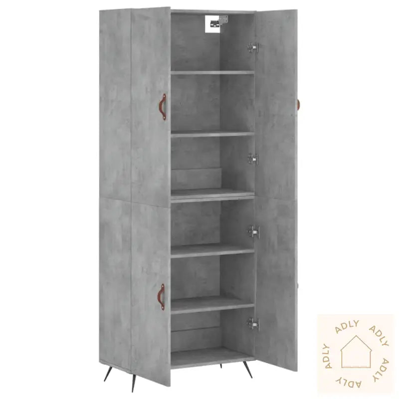 Highboard Betonggrå 69,5X34X180 Cm Konstruert Tre