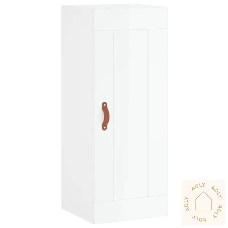 Highboard Høyglans Hvit 34,5X34X180 Cm Konstruert Tre