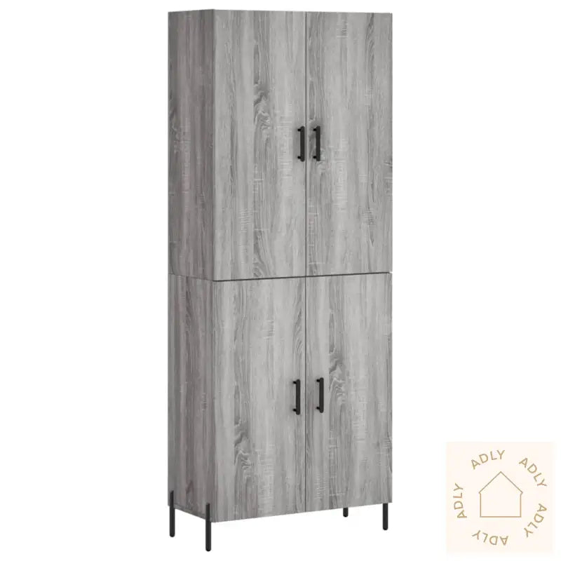 Highboard Grå Sonoma 69,5X34X180 Cm Konstruert Tre
