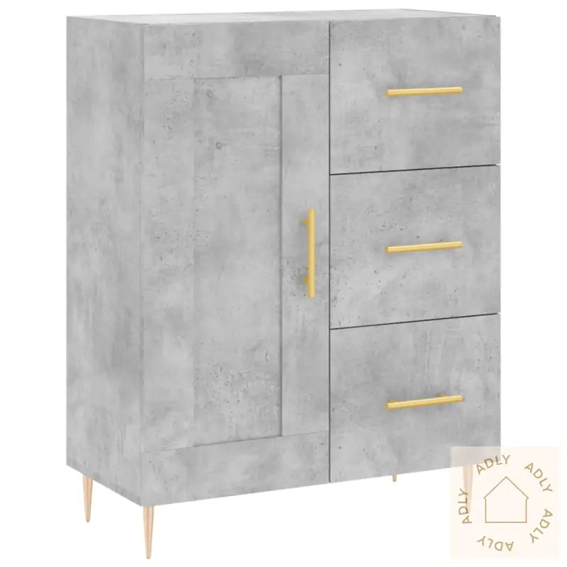 Highboard Betonggrå 69,5X34X180 Cm Konstruert Tre