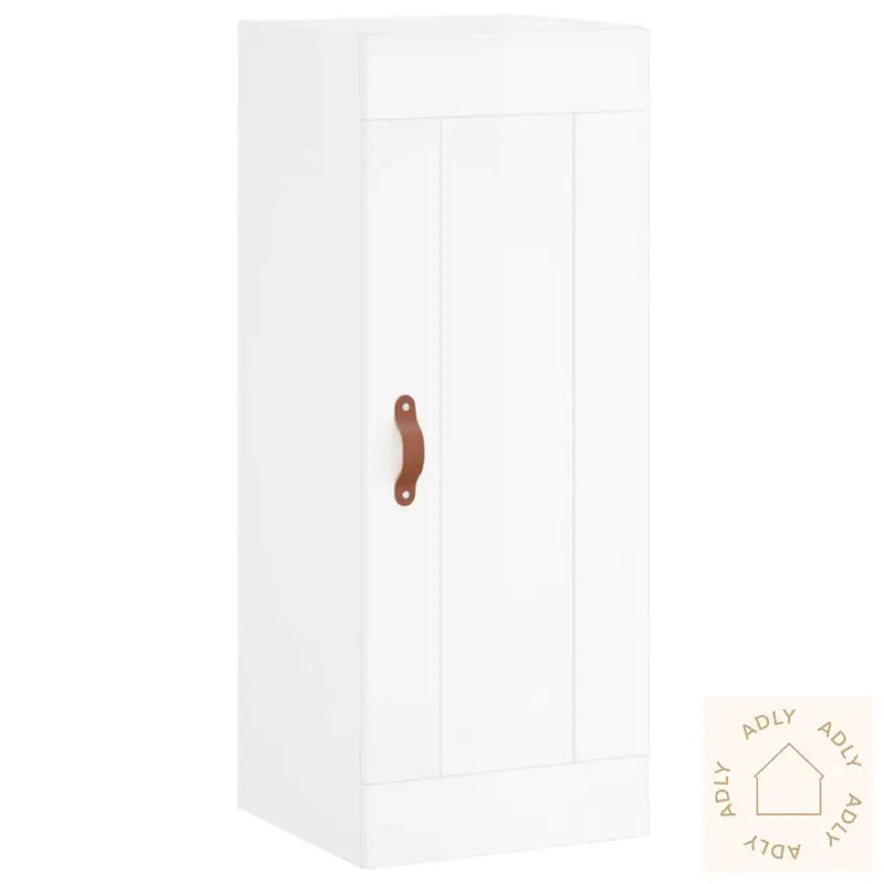 Highboard Høyglans Hvit 34,5X34X180 Cm Konstruert Tre