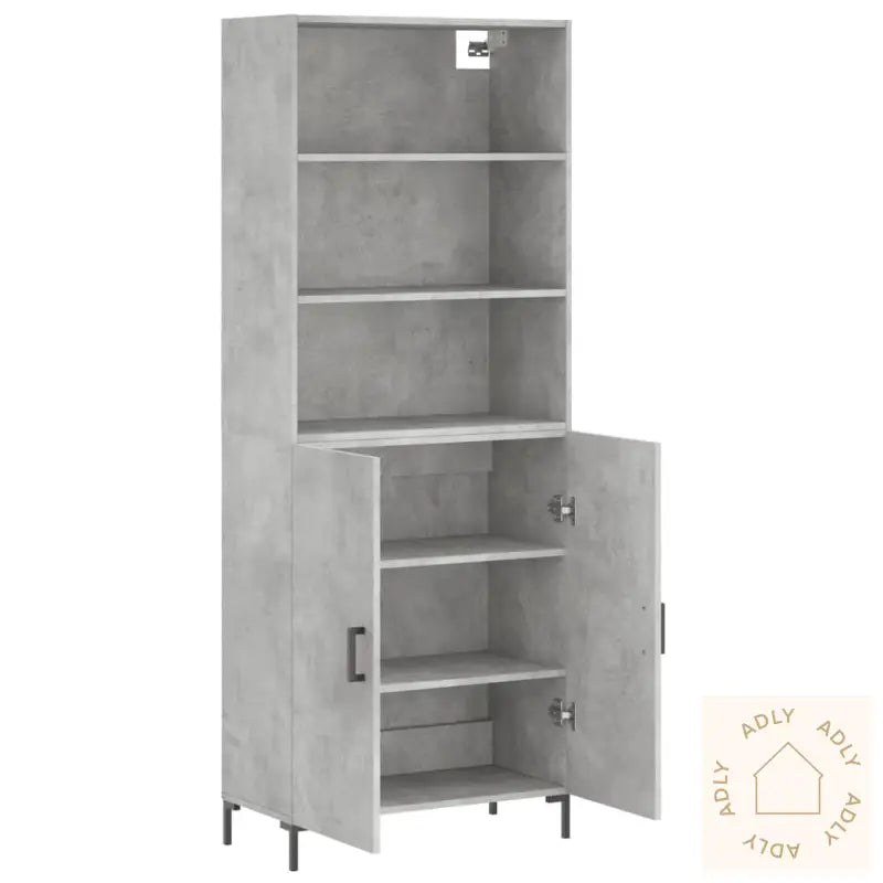 Highboard Betonggrå 69,5X34X180 Cm Konstruert Tre