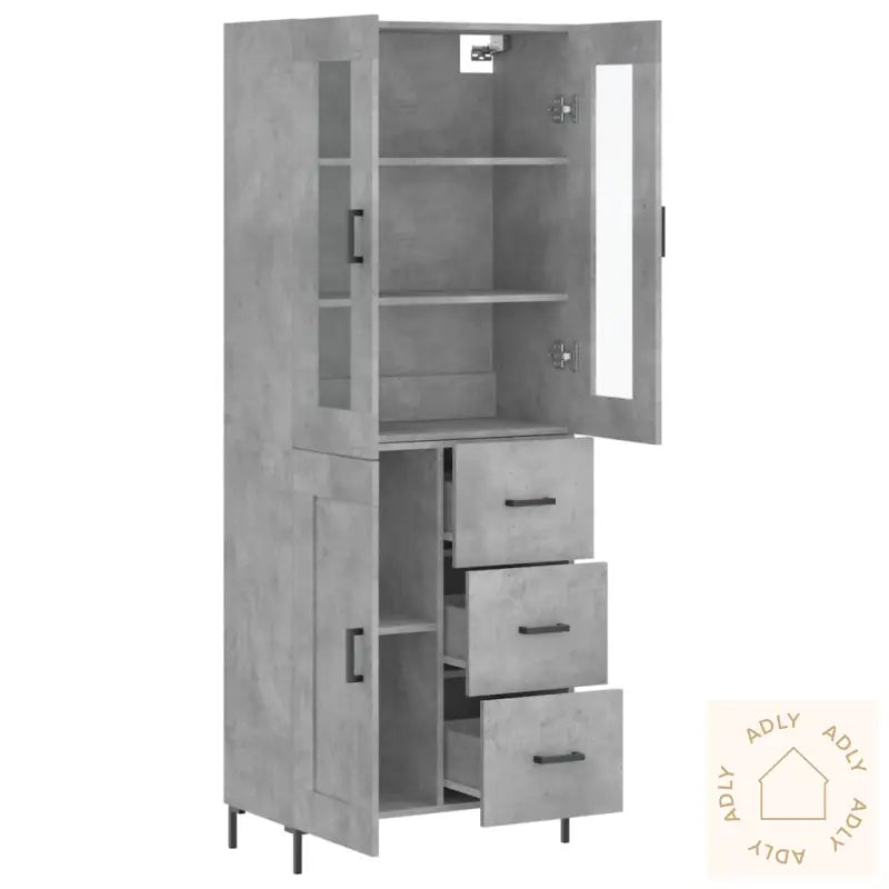 Highboard Betonggrå 69,5X34X180 Cm Konstruert Tre