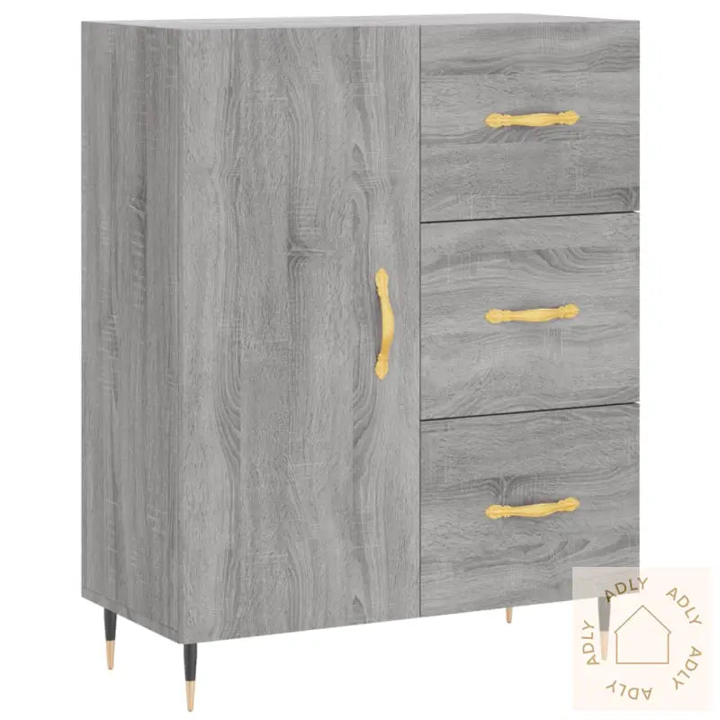 Highboard Grå Sonoma 69,5X34X180 Cm Konstruert Tre