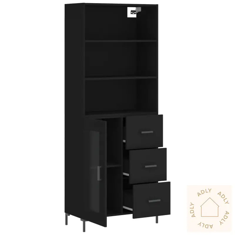 Highboard Svart 69,5X34X180 Cm Konstruert Tre