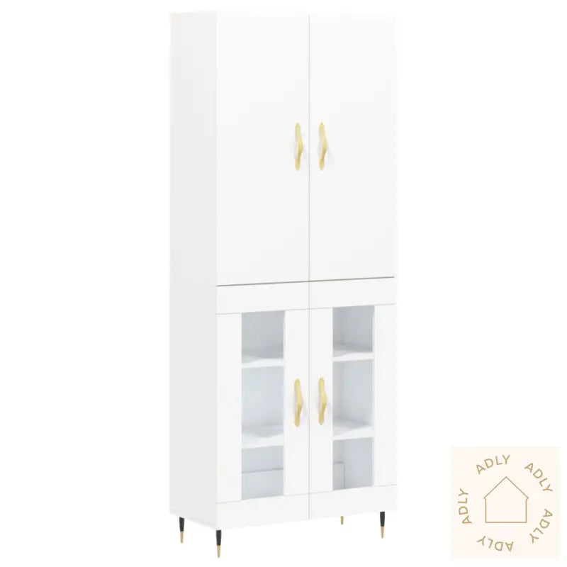 Highboard Hvit 69,5X34X180 Cm Konstruert Tre