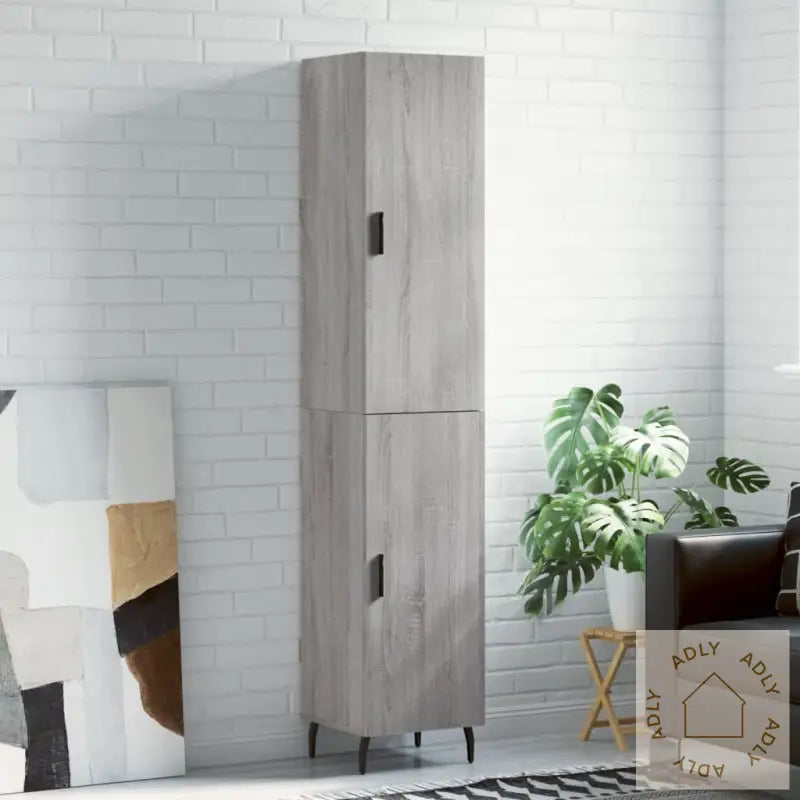 Highboard Grå Sonoma 34,5X34X180 Cm Konstruert Tre