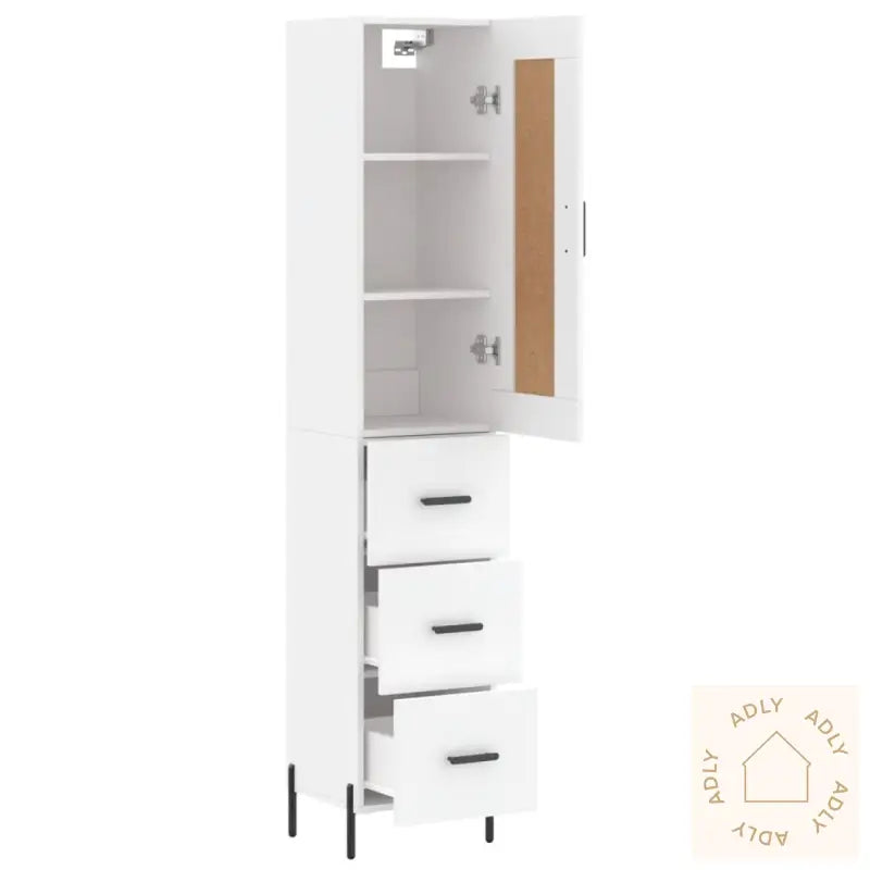Highboard Hvit 34,5X34X180 Cm Konstruert Tre