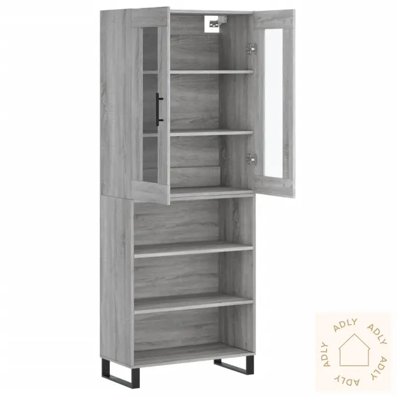 Highboard Grå Sonoma 69,5X34X180 Cm Konstruert Tre