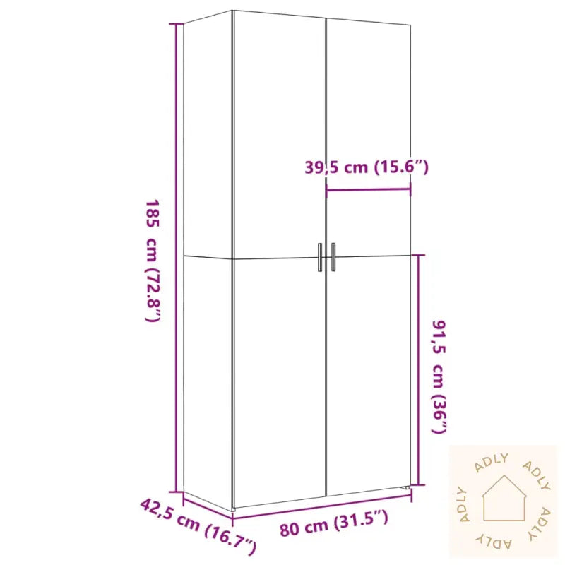 Highboard Svart 80X42,5X185 Cm Konstruert Tre