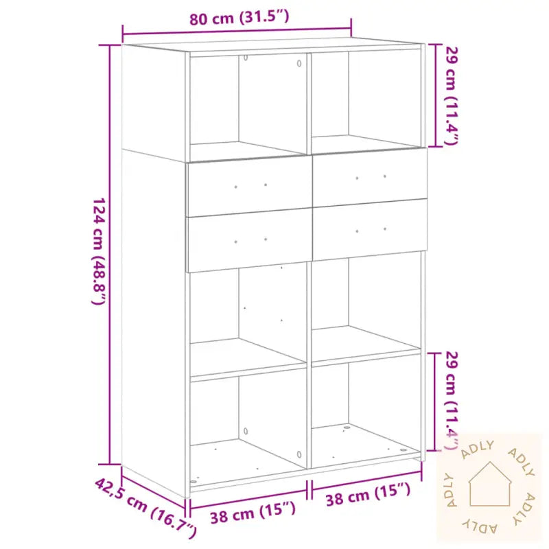 Hylle Svart 80X42,5X124 Cm Konstruert Tre