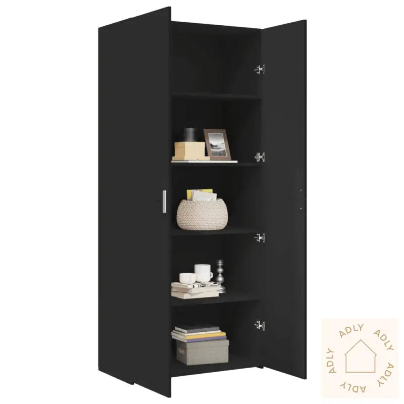 Highboard Svart 80X42,5X185 Cm Konstruert Tre