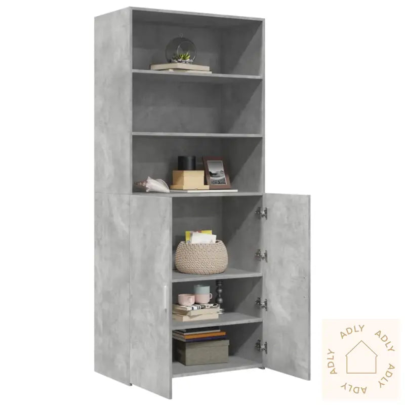 Highboard Betonggrå 80X42,5X185 Cm Konstruert Tre