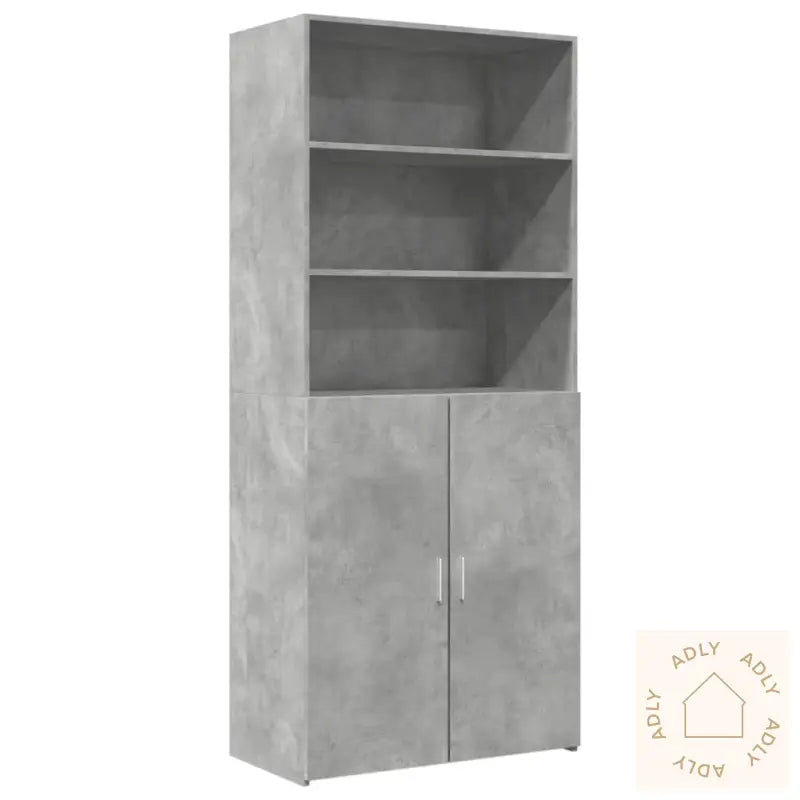 Highboard Betonggrå 80X42,5X185 Cm Konstruert Tre