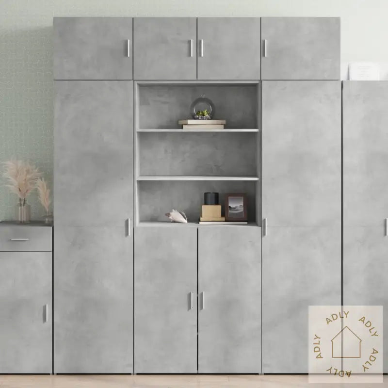 Highboard Betonggrå 80X42,5X185 Cm Konstruert Tre