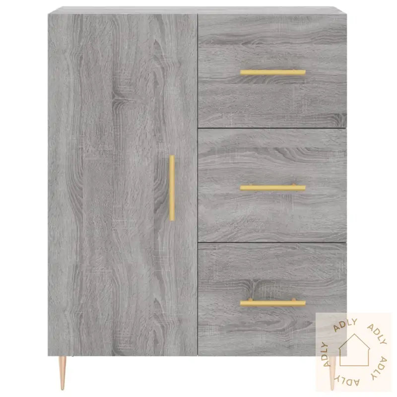 Highboard Grå Sonoma 69,5X34X180 Cm Konstruert Tre