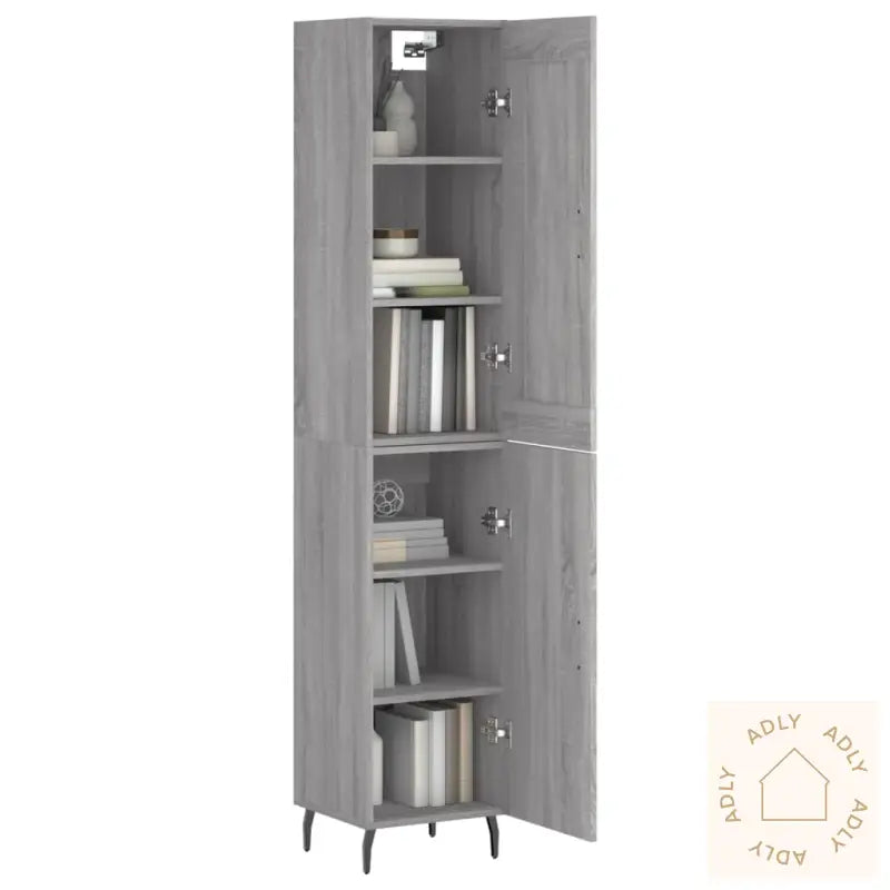 Highboard Grå Sonoma 34,5X34X180 Cm Konstruert Tre