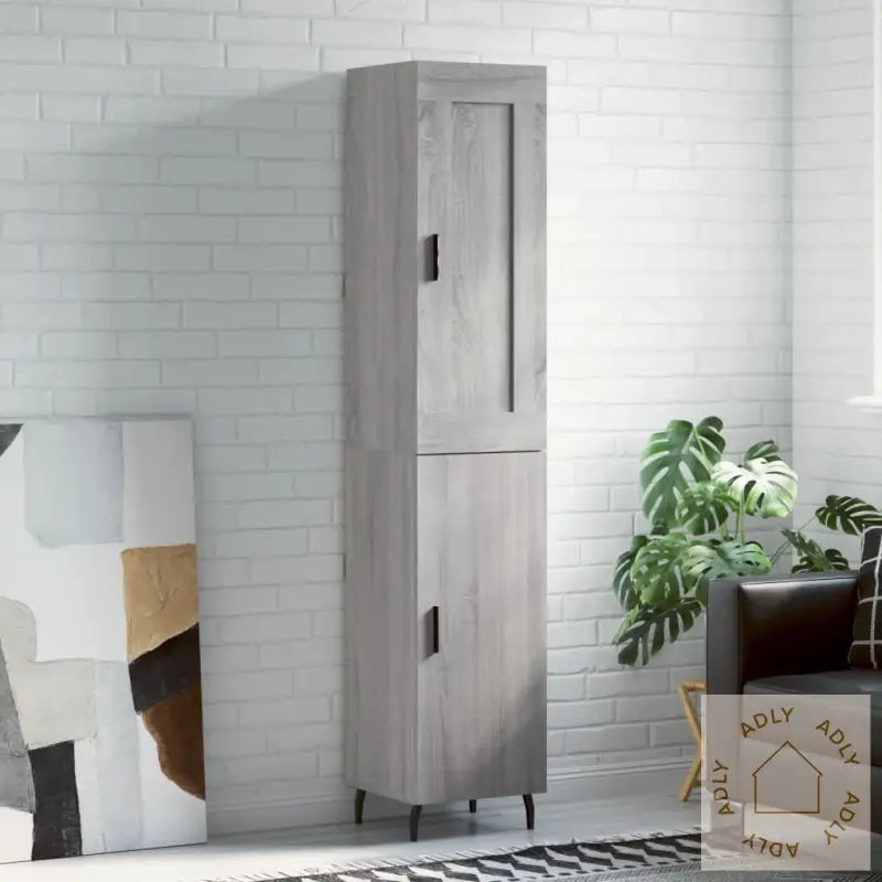 Highboard Grå Sonoma 34,5X34X180 Cm Konstruert Tre