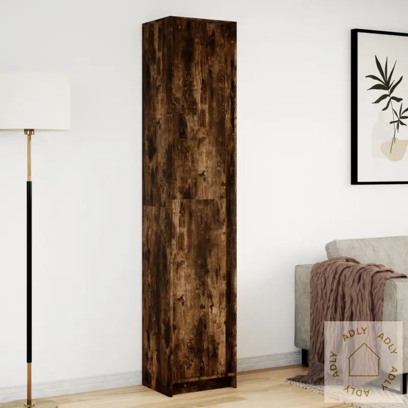 Garderobe Med Led Røkt Eik 41,5X32,5X200 Cm Konstruert Tre