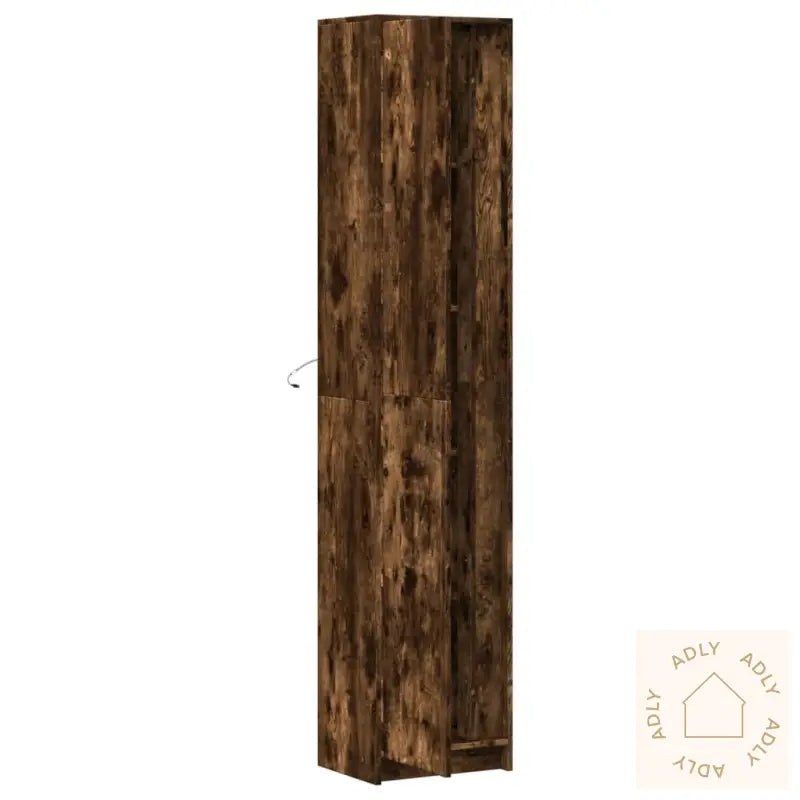 Garderobe Med Led Røkt Eik 41,5X32,5X200 Cm Konstruert Tre