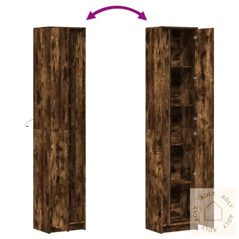 Garderobe Med Led Røkt Eik 41,5X32,5X200 Cm Konstruert Tre