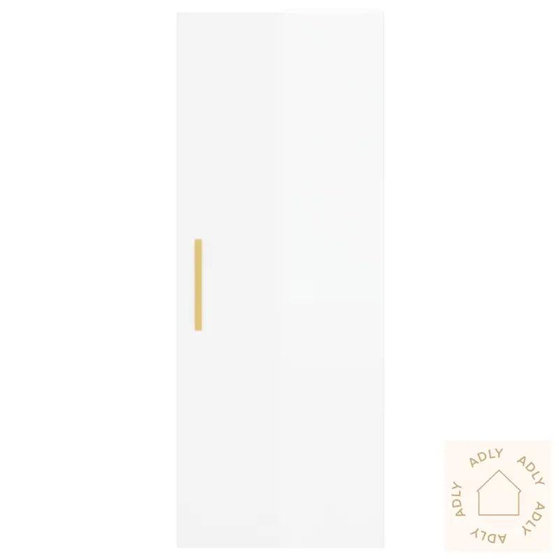 Highboard Høyglans Hvit 34,5X34X180 Cm Konstruert Tre