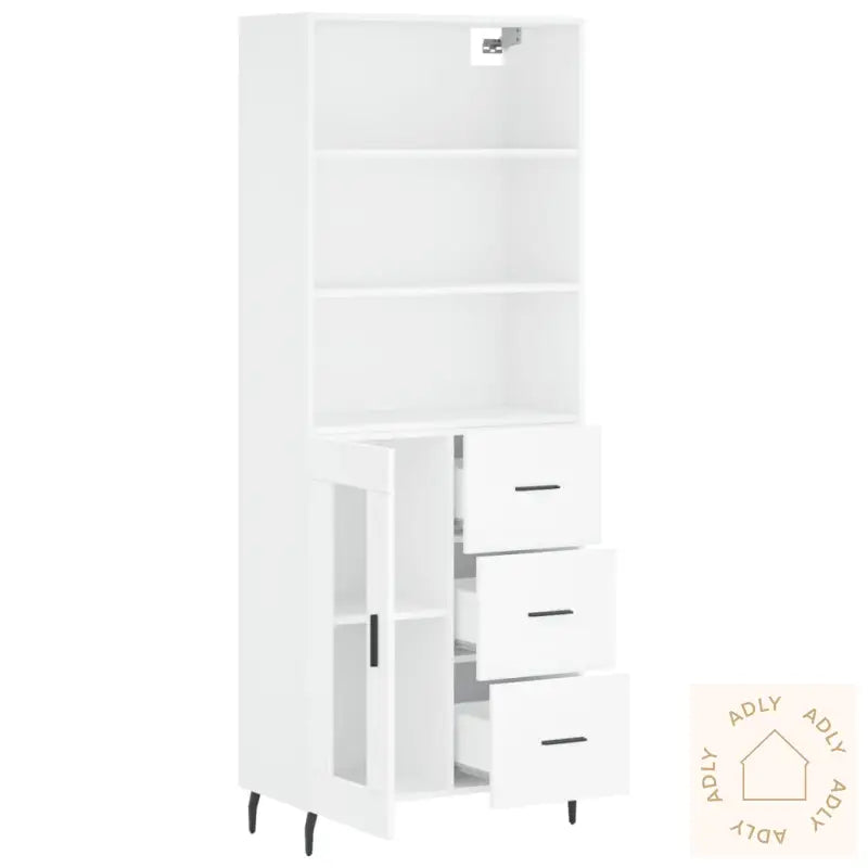 Highboard Hvit 69,5X34X180 Cm Konstruert Tre