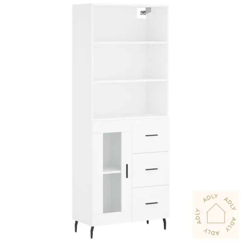 Highboard Hvit 69,5X34X180 Cm Konstruert Tre