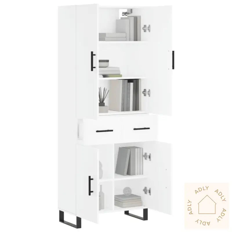 Highboard Hvit 69,5X34X180 Cm Konstruert Tre