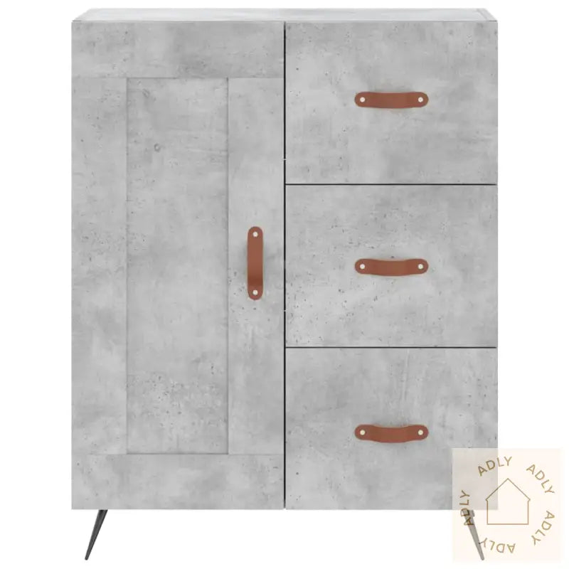 Highboard Betonggrå 69,5X34X180 Cm Konstruert Tre