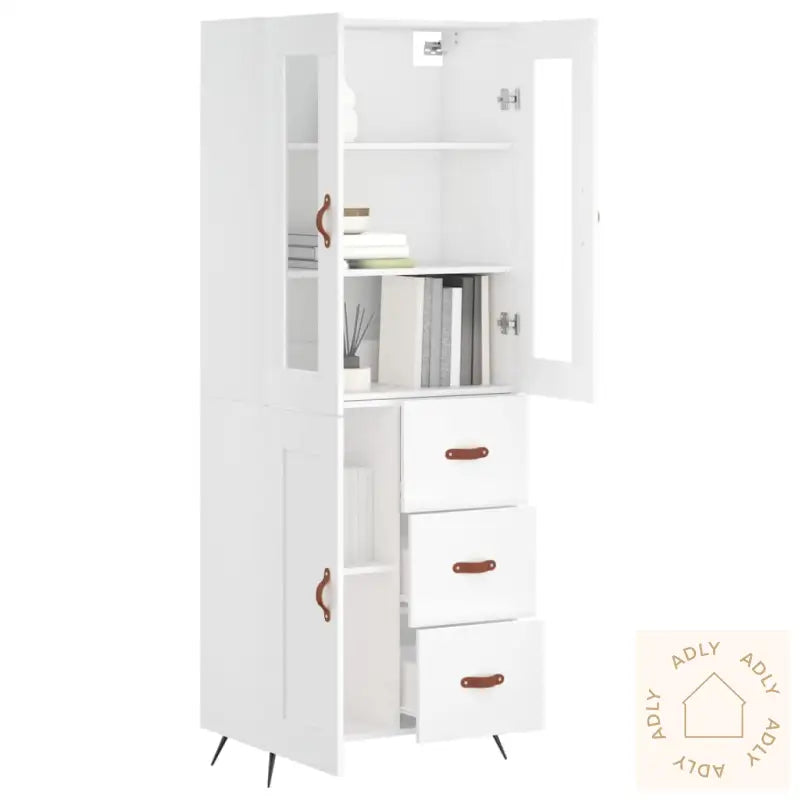 Highboard Hvit 69,5X34X180 Cm Konstruert Tre