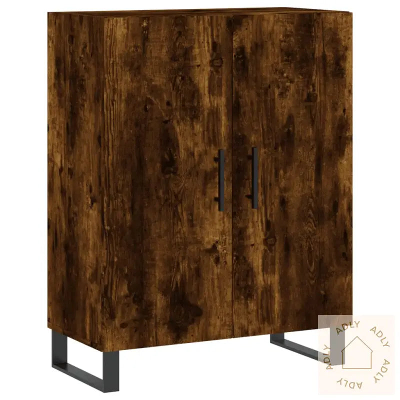 Highboard Røkt Eik 69,5X34X180 Cm Konstruert Tre