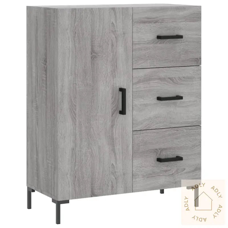 Highboard Grå Sonoma 69,5X34X180 Cm Konstruert Tre
