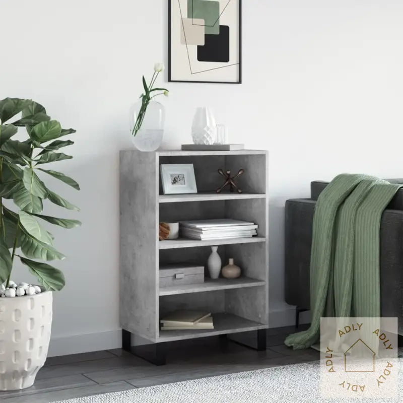 Highboard Betonggrå 57X35X90 Cm Konstruert Tre