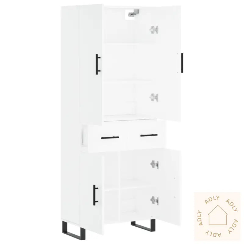 Highboard Hvit 69,5X34X180 Cm Konstruert Tre