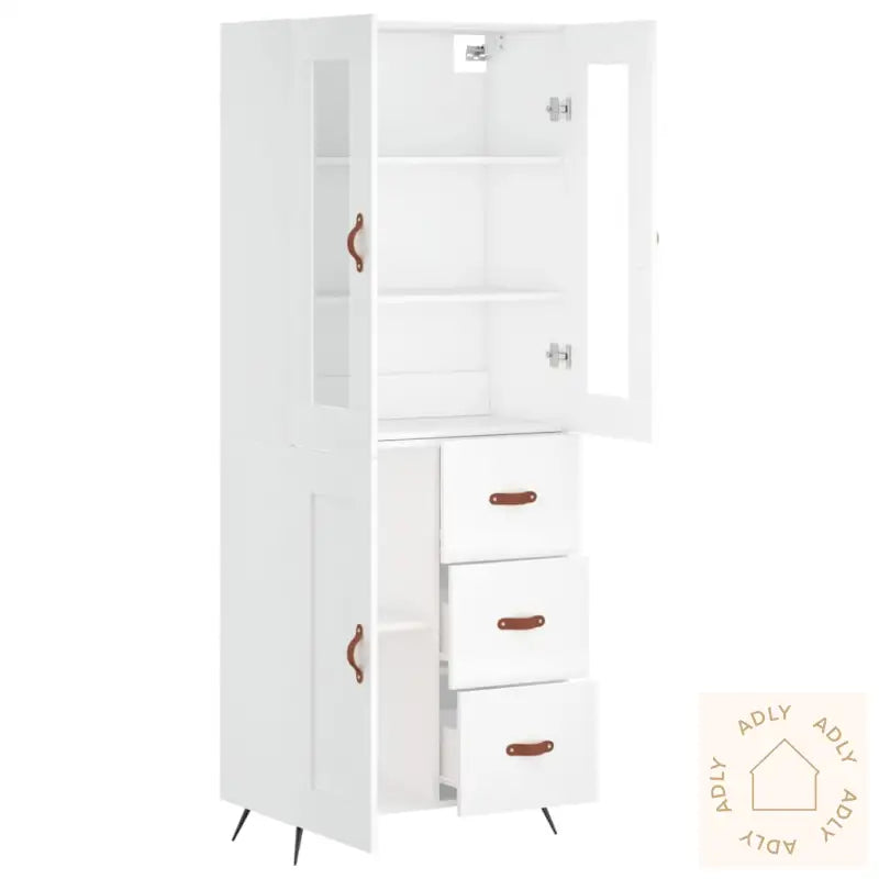 Highboard Hvit 69,5X34X180 Cm Konstruert Tre