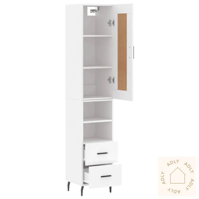 Highboard Hvit 34,5X34X180 Cm Konstruert Tre