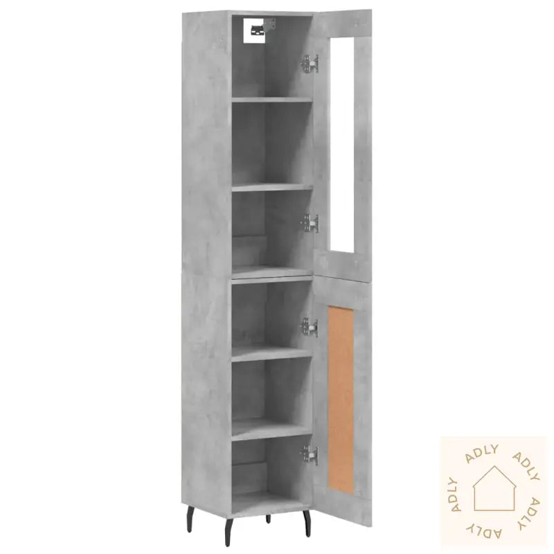 Highboard Betonggrå 34,5X34X180 Cm Konstruert Tre