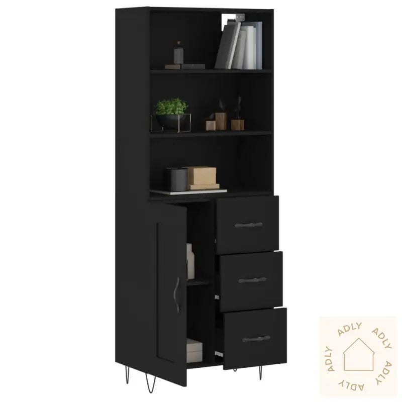 Highboard Svart 69,5X34X180 Cm Konstruert Tre