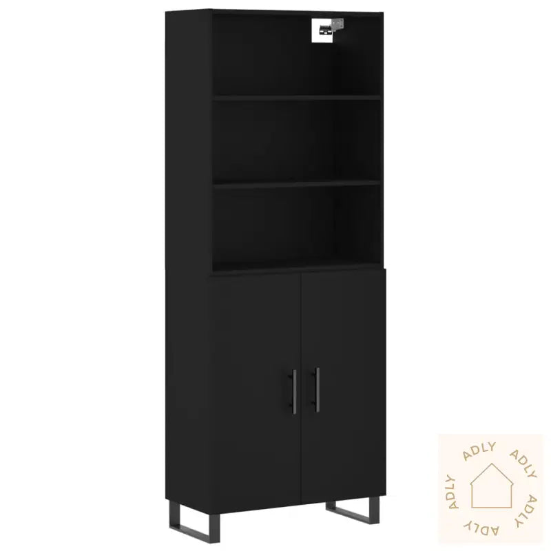 Highboard Svart 69,5X34X180 Cm Konstruert Tre