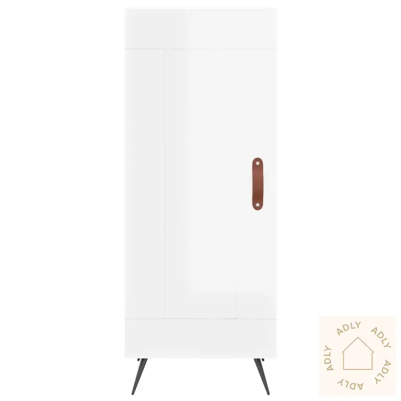 Highboard Høyglans Hvit 34,5X34X180 Cm Konstruert Tre