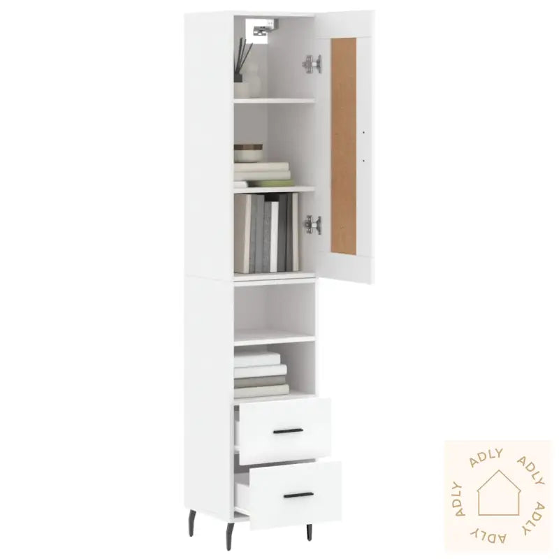 Highboard Hvit 34,5X34X180 Cm Konstruert Tre