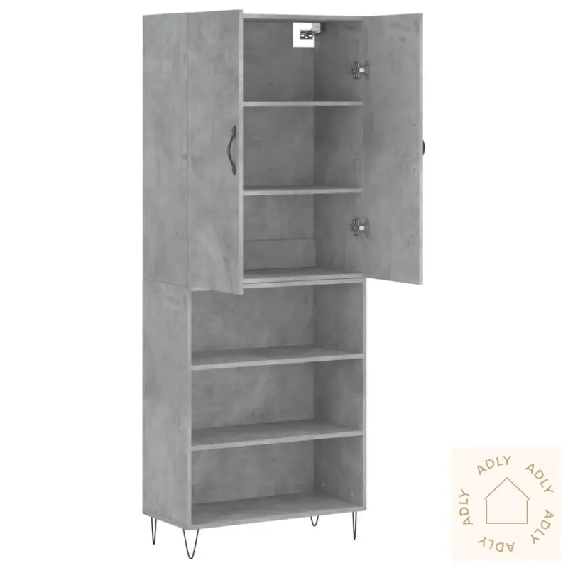 Highboard Betonggrå 69,5X34X180 Cm Konstruert Tre
