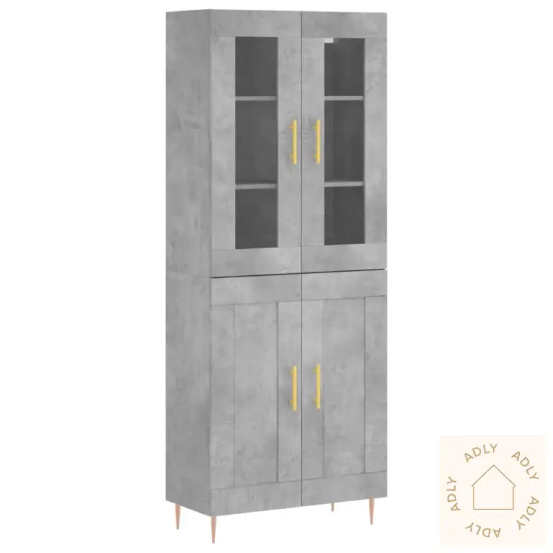 Highboard Betonggrå 69,5X34X180 Cm Konstruert Tre