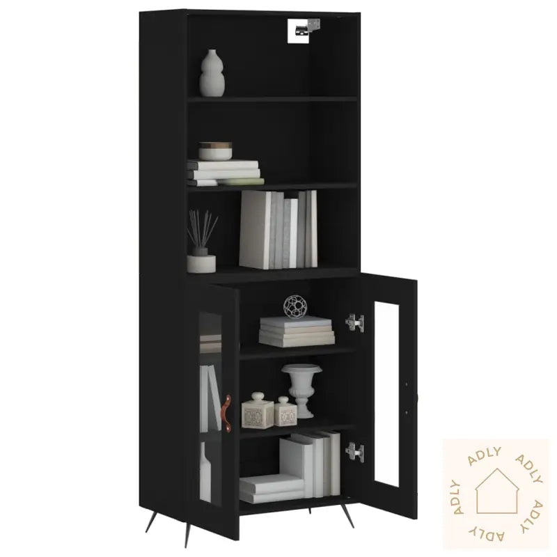 Highboard Svart 69,5X34X180 Cm Konstruert Tre