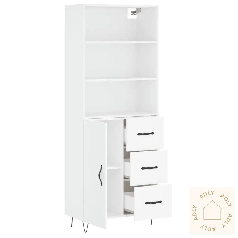 Highboard Hvit 69,5X34X180 Cm Konstruert Tre