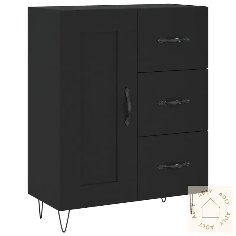 Highboard Svart 69,5X34X180 Cm Konstruert Tre